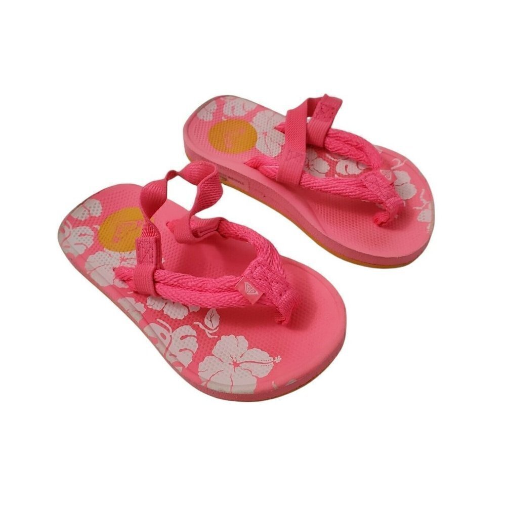 Roxy Toddlers‎ Volcano Flip Flops Pink Size Young Girls Casual Rubber Beach